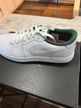Jordan Men's White Sneakers with Green Lining